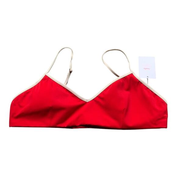 Andie NWT The Bells Sporty Chic Poppy Red With White Trim Bikini Top Extra Large - Picture 4 of 12